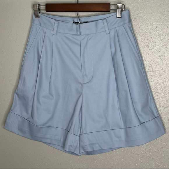 Magali Pascal Pants - Magali Pascal NWT Women's Blue High Waist Cuffed Shorts size Small